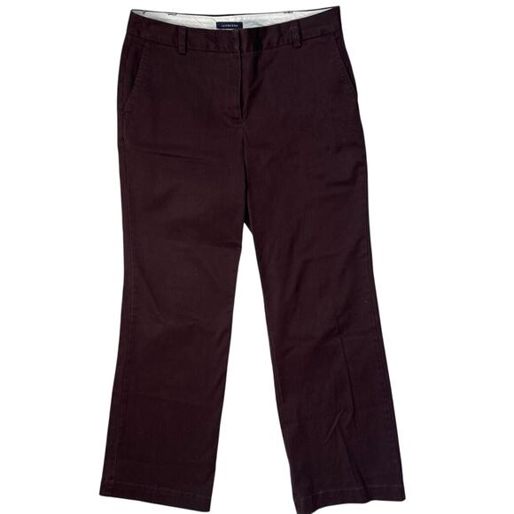 Lands' End Women Sz 10 Burgundy Mid Rise Flat Front Straight Fit 2 Chino Pant - Picture 1 of 9